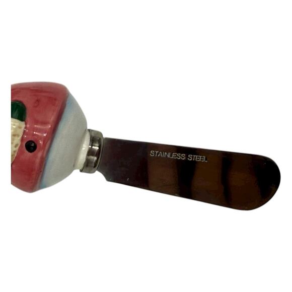 Vintage Christmas Cheese Spreader Knife Knives Snowman Stainless Steel EUC - Picture 3 of 5